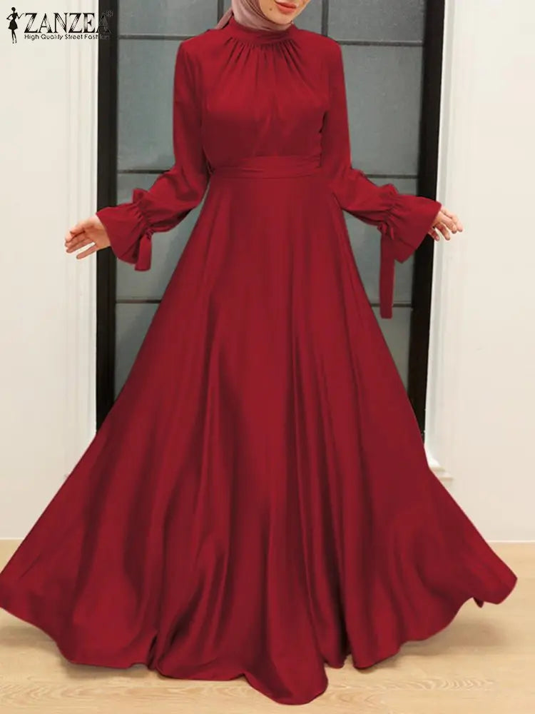 Satin Long Cinched Waist Hijab Abaya s Long Sleeve