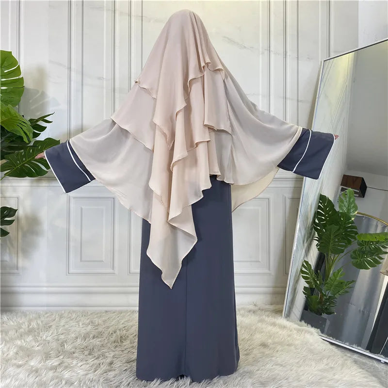 3 Layers Chiffon Long Headcover Headscarf Niqab Headdress