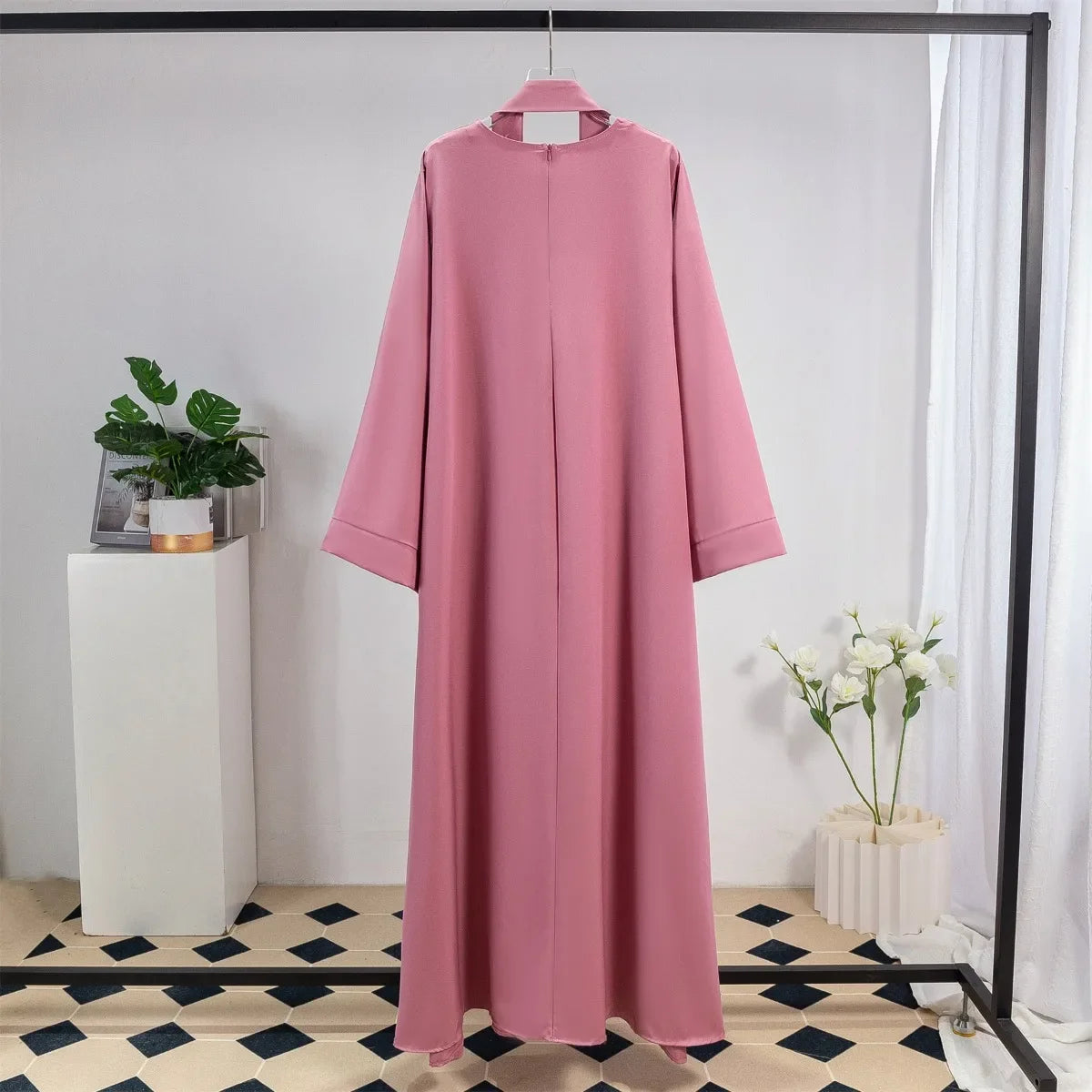 Long Maxi Abaya – Full Sleeve Kaftan with Belt Design