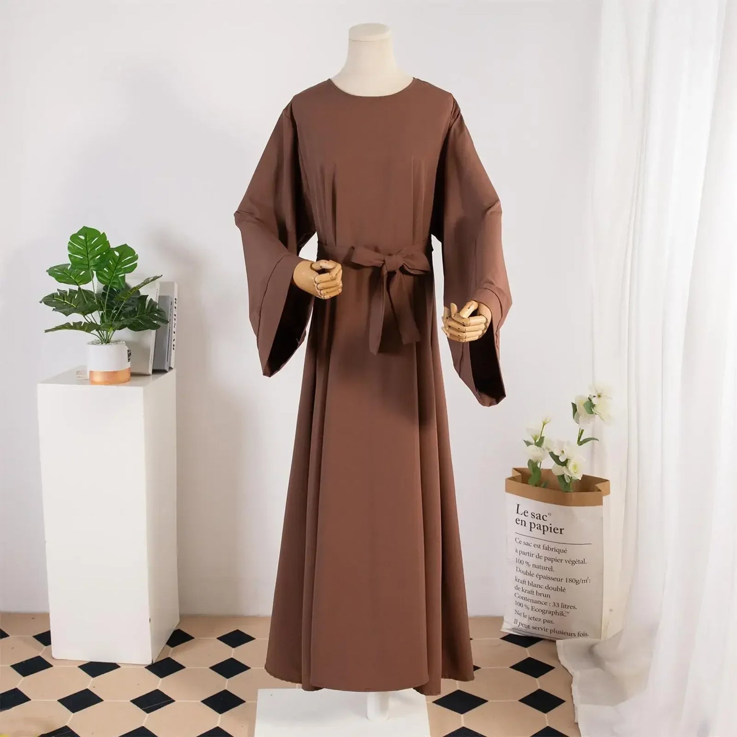 Abayas with Belt Loose Kaftans Full Sleeve