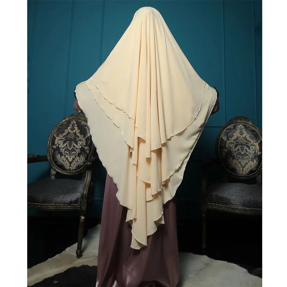 3 Layers Chiffon Long Headcover Headscarf Niqab Headdress