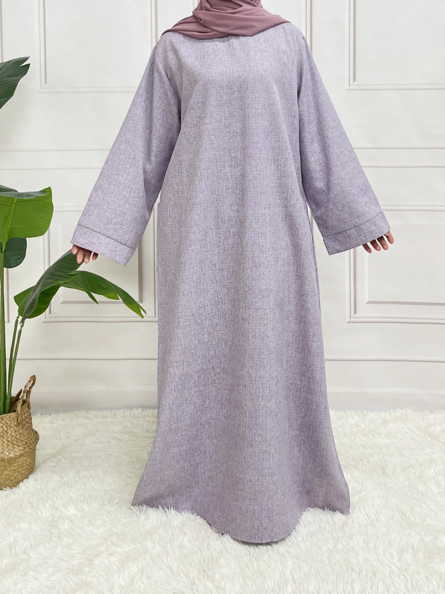 Closed Plain Long Sleeve Abaya Without With Belt Basic Clothes