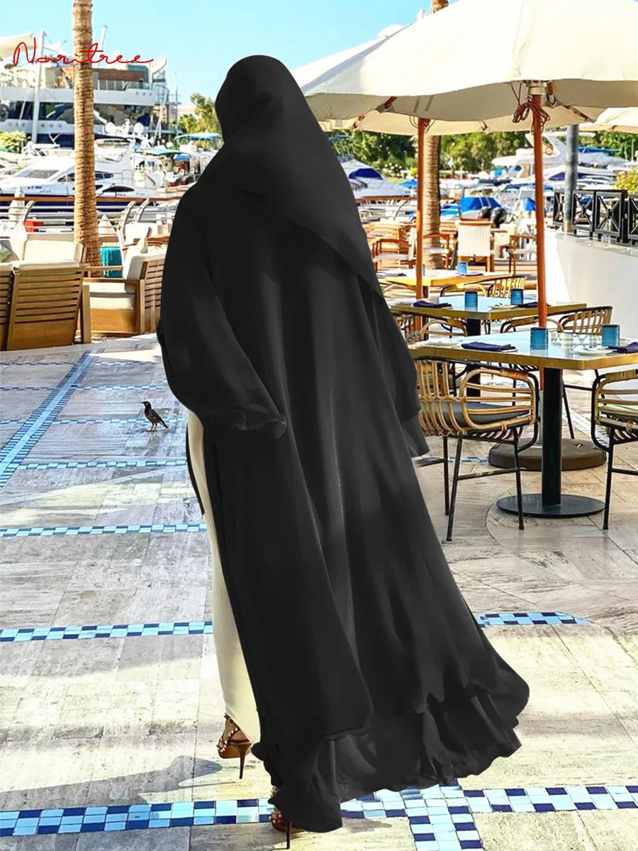 Chiffon Abaya Kimono Cardigan Abayas Casual female With Belt F2664