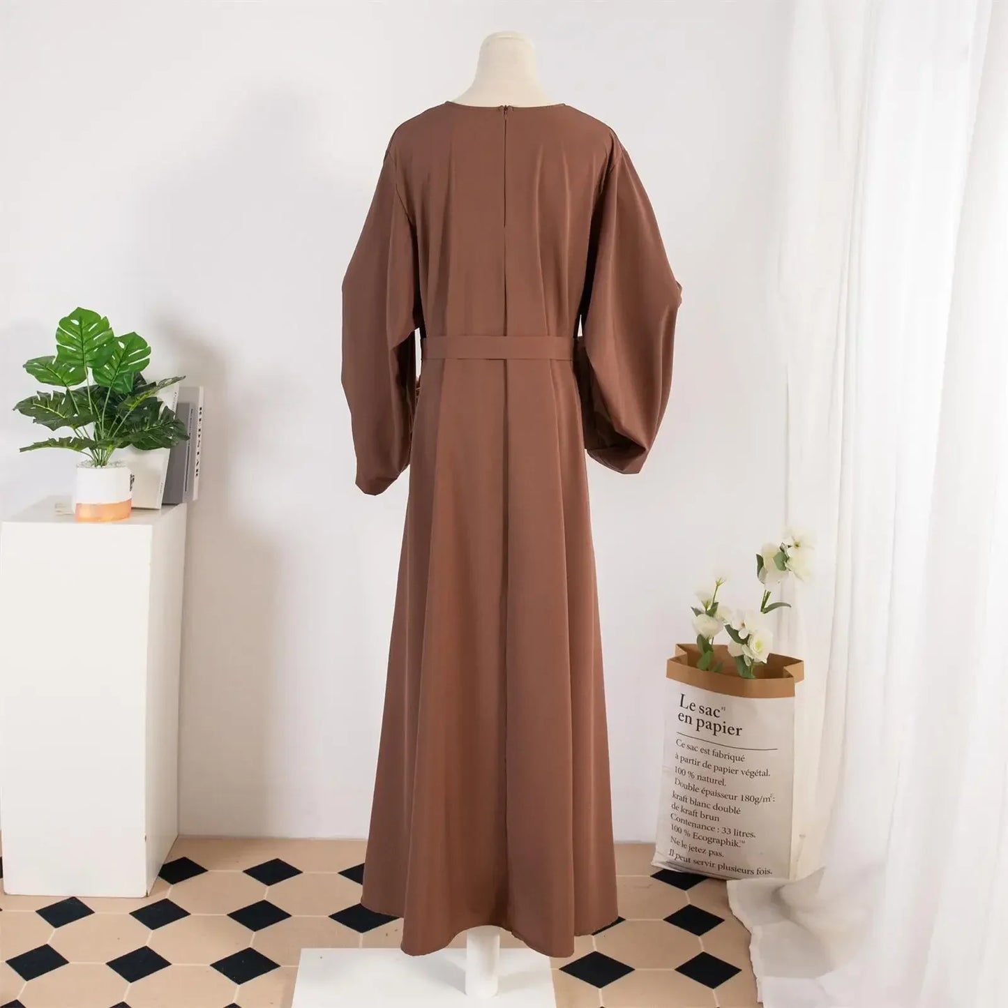 Abayas with Belt Loose Kaftans Full Sleeve