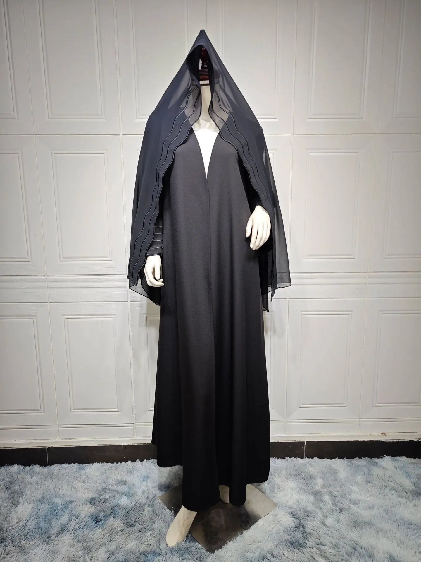 Abaya Black Gray Open Abayas With Hijab Outfit Kaftan Kebaya Cardigan