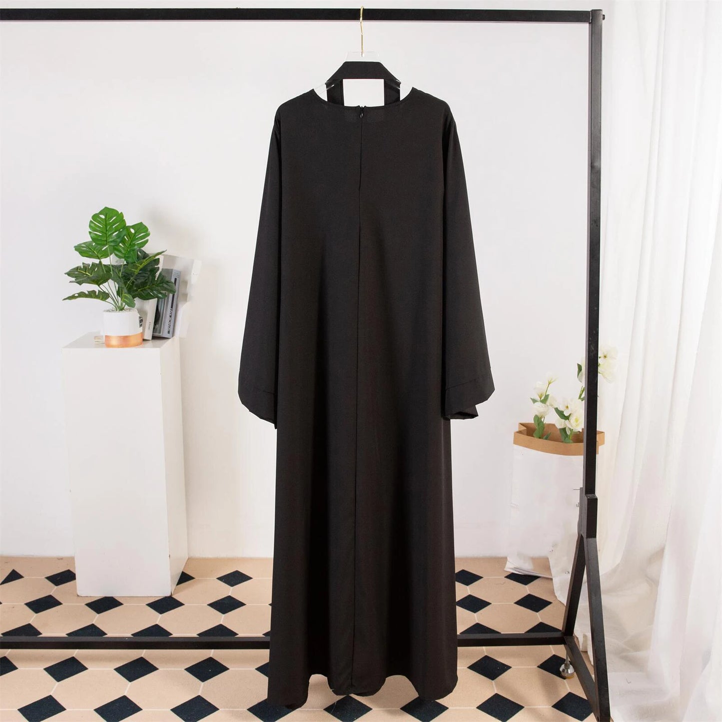Long Maxi Abaya – Full Sleeve Kaftan with Belt Design