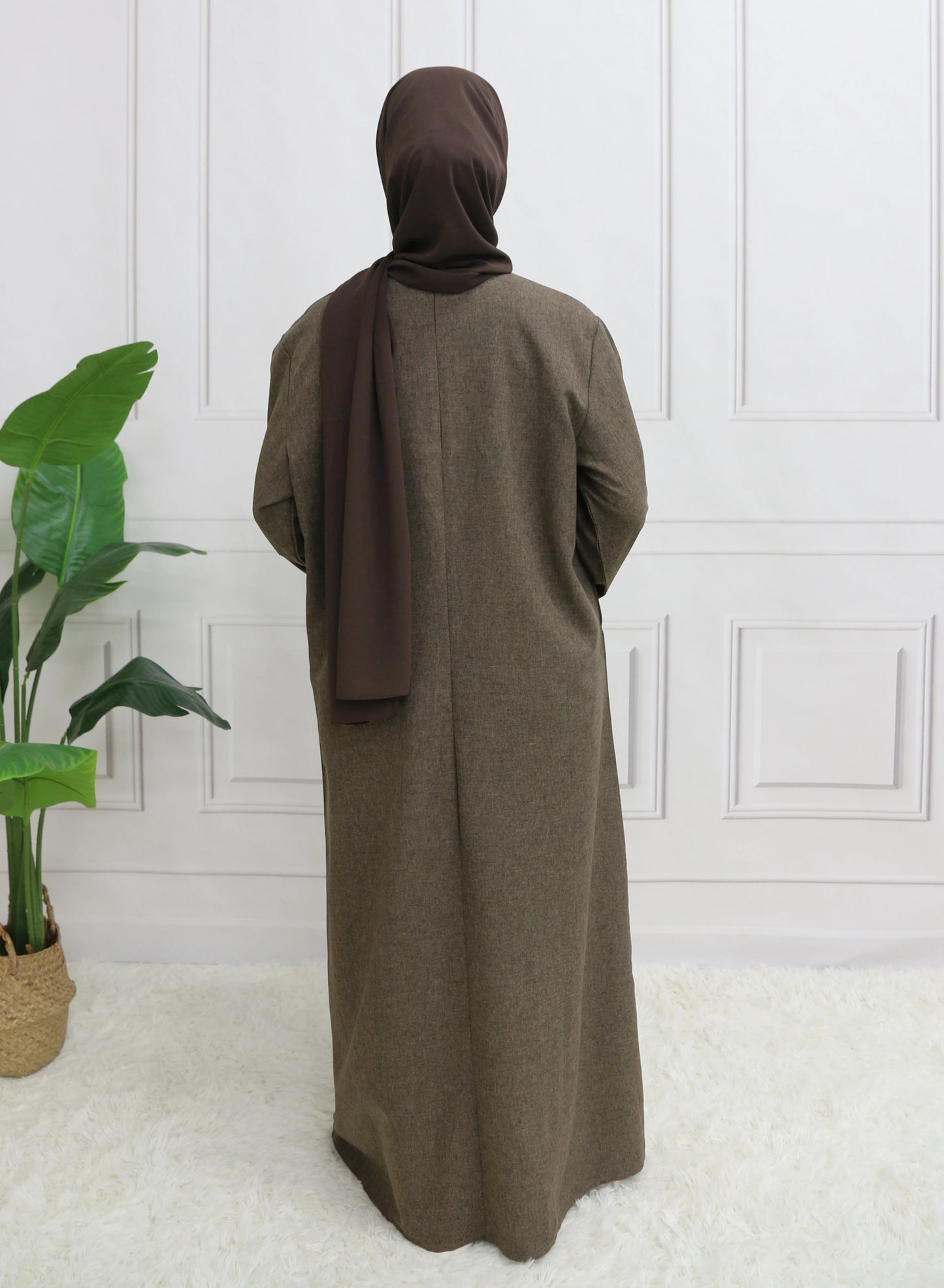 Closed Plain Long Sleeve Abaya Without With Belt Basic Clothes