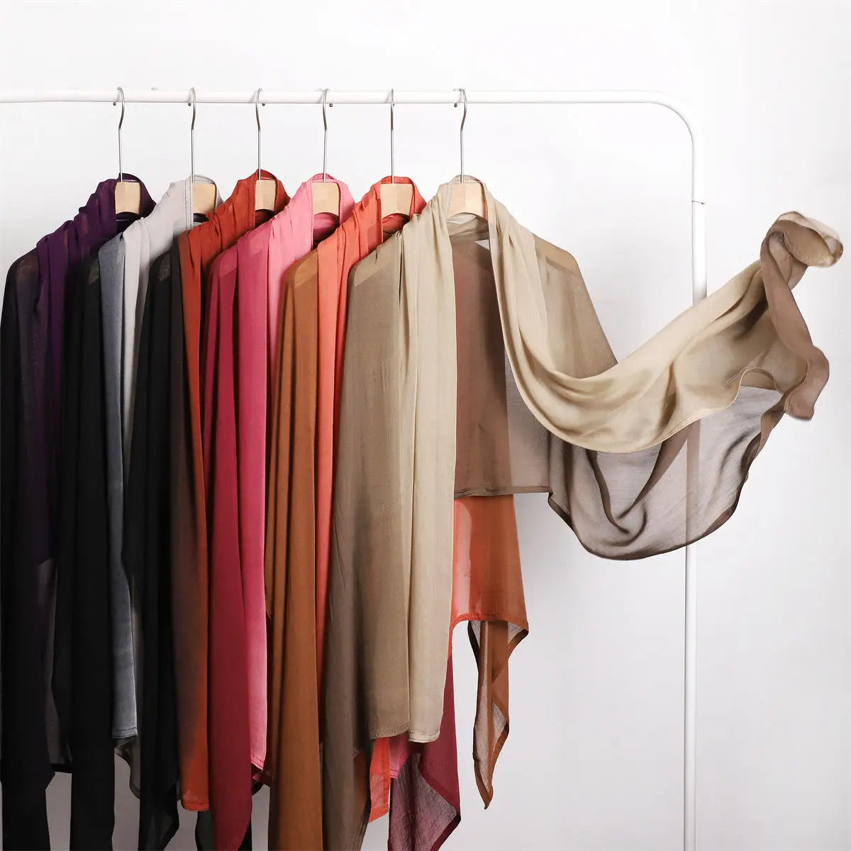 Ombre Fabric Hijab Scarf Double Stitches Edge Cotton Viscose Scarf Soft Lightweight Shawl Rayon Scarf Hijab
