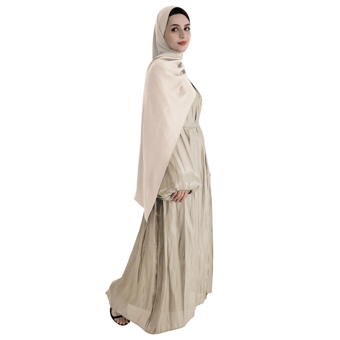 Luxury Abaya Musulman With Hijab 'S Belted Sets Moroccan Caftan
