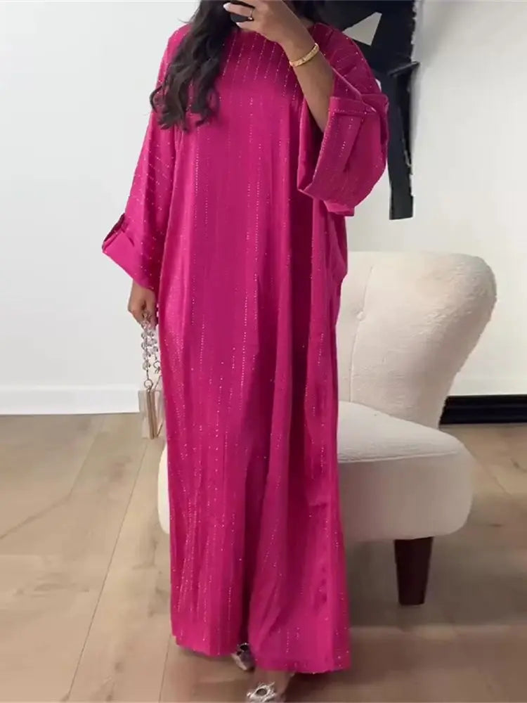 Black Satin Batwing Abaya Luxury e Kaftan