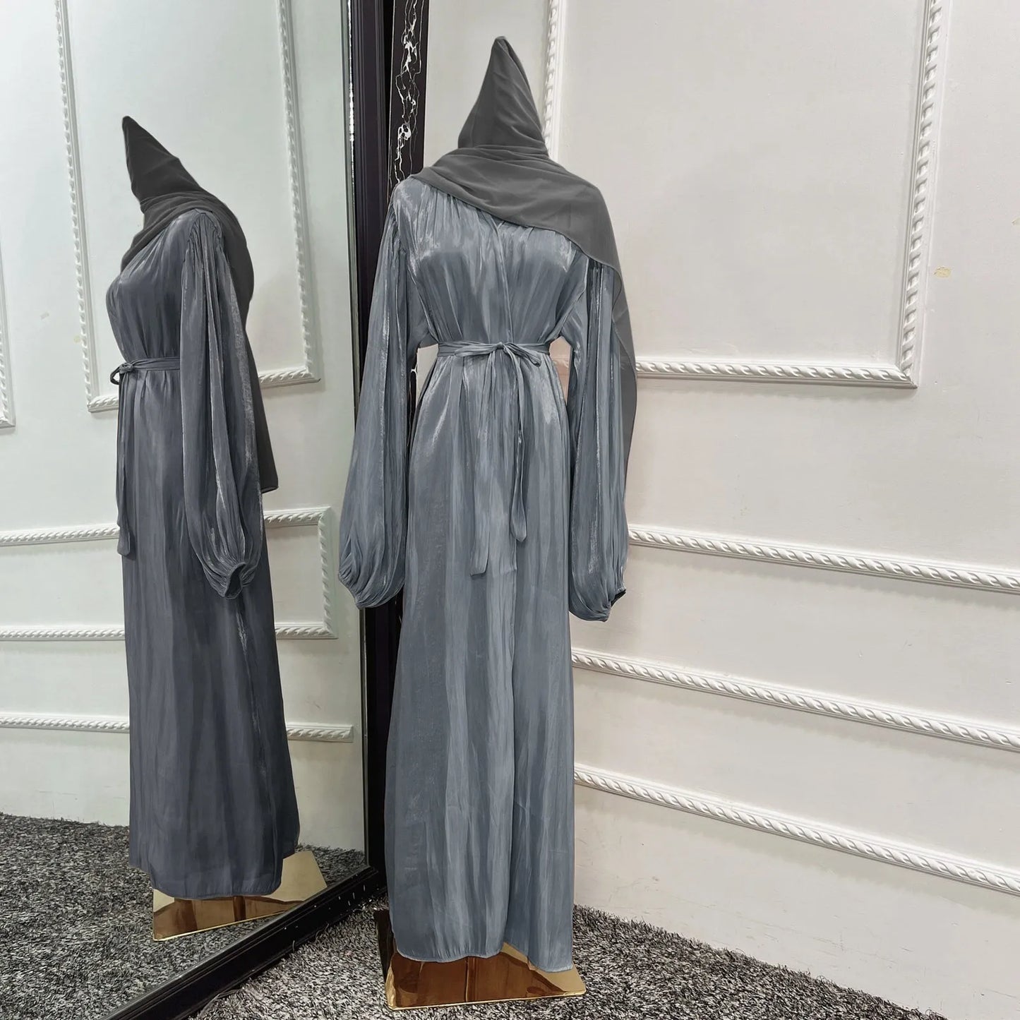 Luxury Abaya Musulman With Hijab 'S Belted Sets Moroccan Caftan
