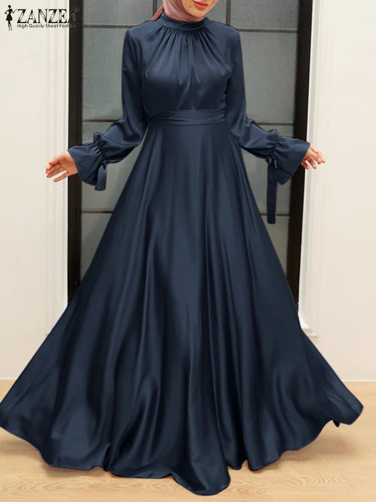 Satin Long Cinched Waist Hijab Abaya s Long Sleeve