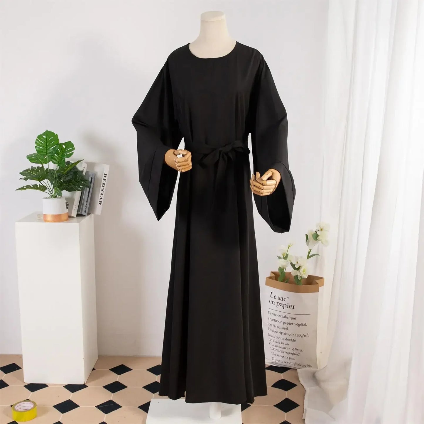 Abayas with Belt Loose Kaftans Full Sleeve