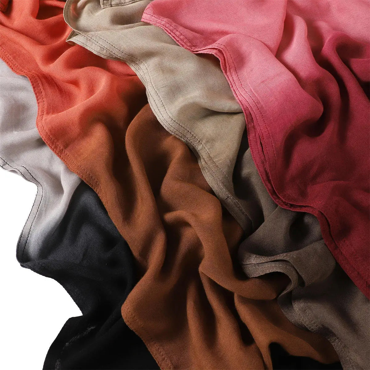 Ombre Fabric Hijab Scarf Double Stitches Edge Cotton Viscose Scarf Soft Lightweight Shawl Rayon Scarf Hijab