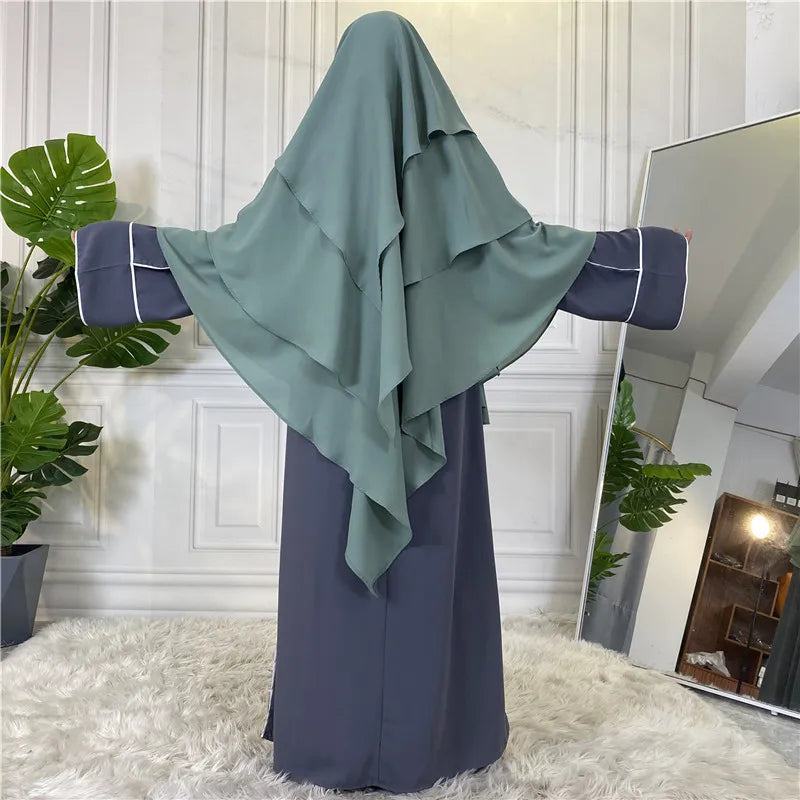 3 Layers Chiffon Long Headcover Headscarf Niqab Headdress