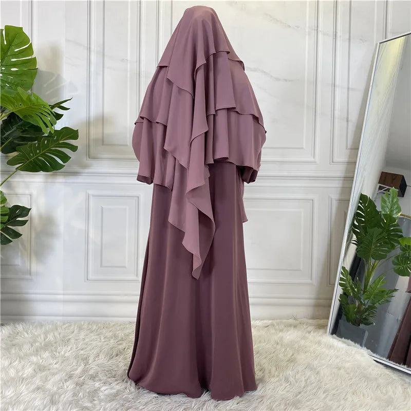 3 Layers Chiffon Long Headcover Headscarf Niqab Headdress