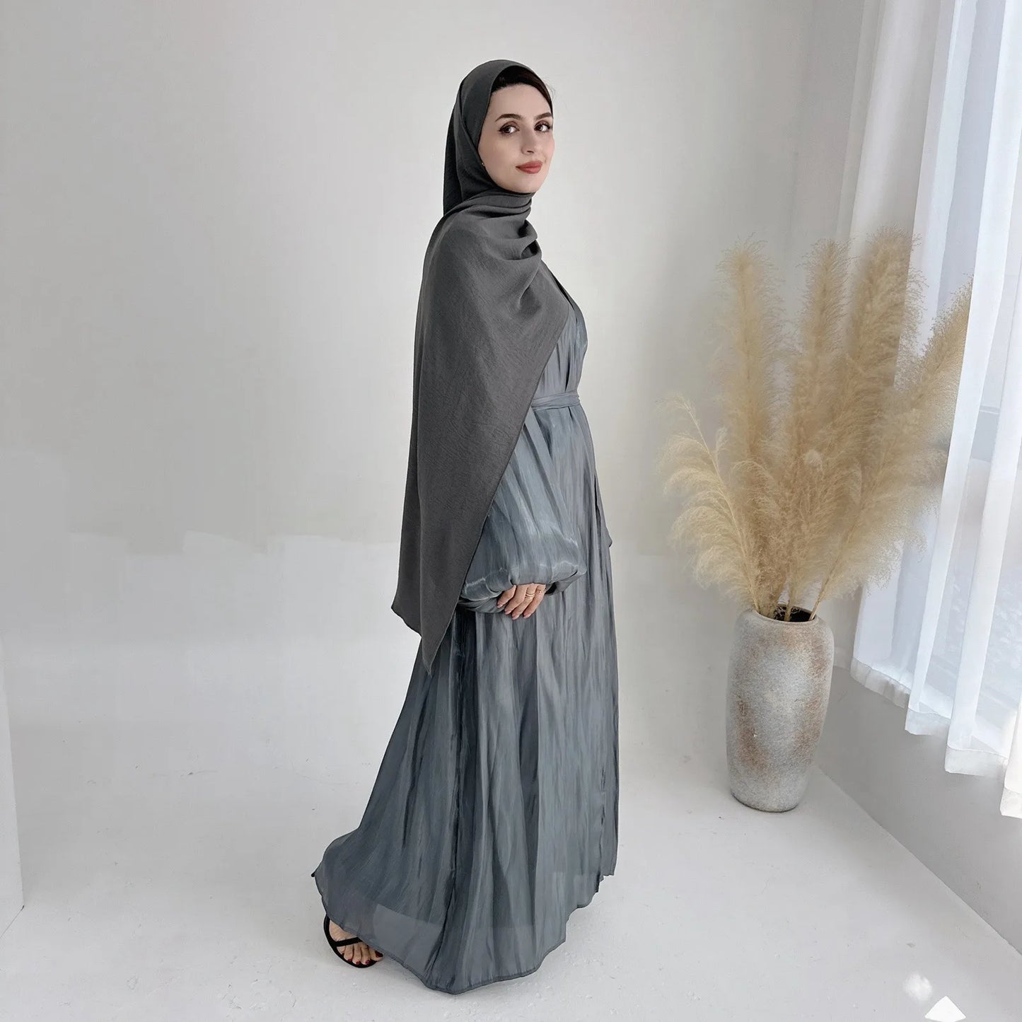 Luxury Abaya Musulman With Hijab 'S Belted Sets Moroccan Caftan