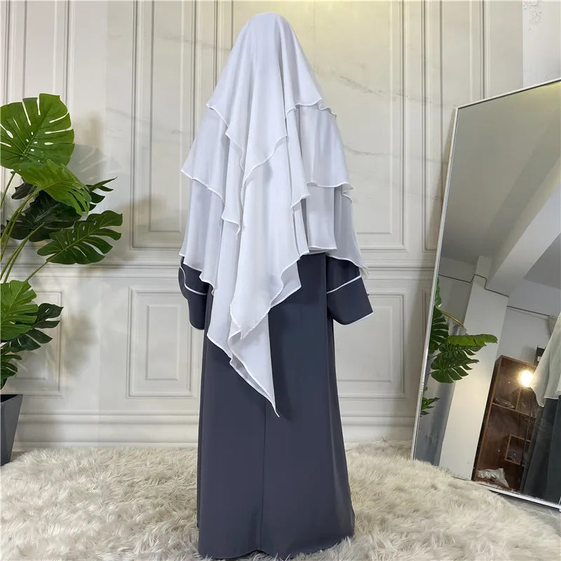 3 Layers Chiffon Long Headcover Headscarf Niqab Headdress