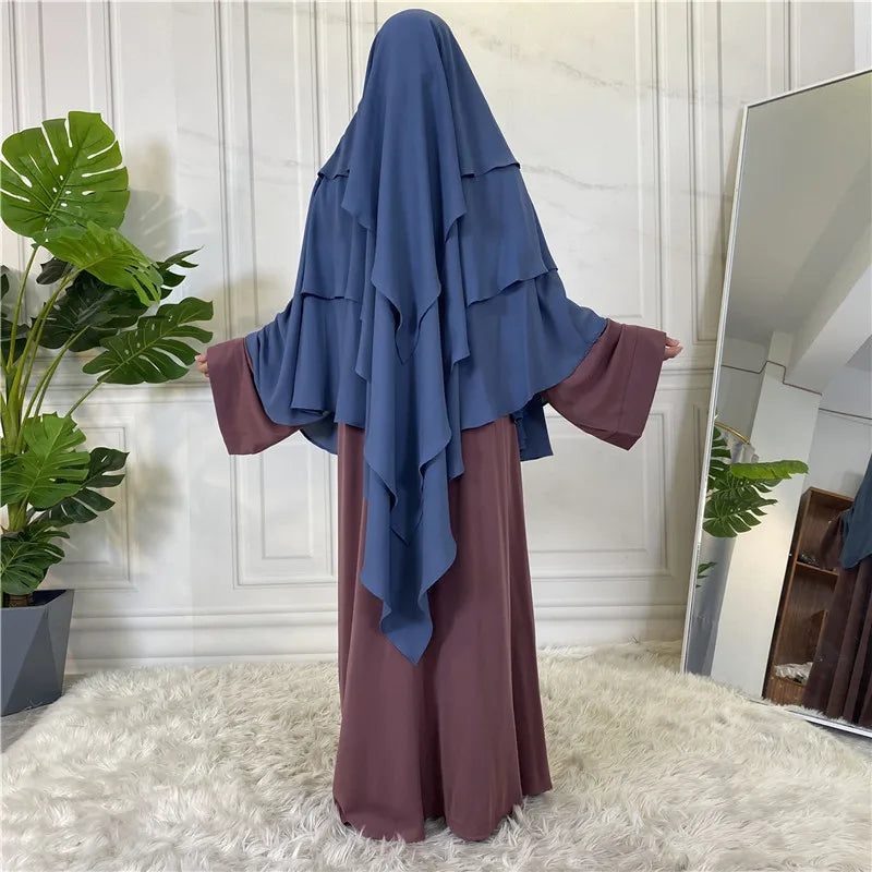 3 Layers Chiffon Long Headcover Headscarf Niqab Headdress