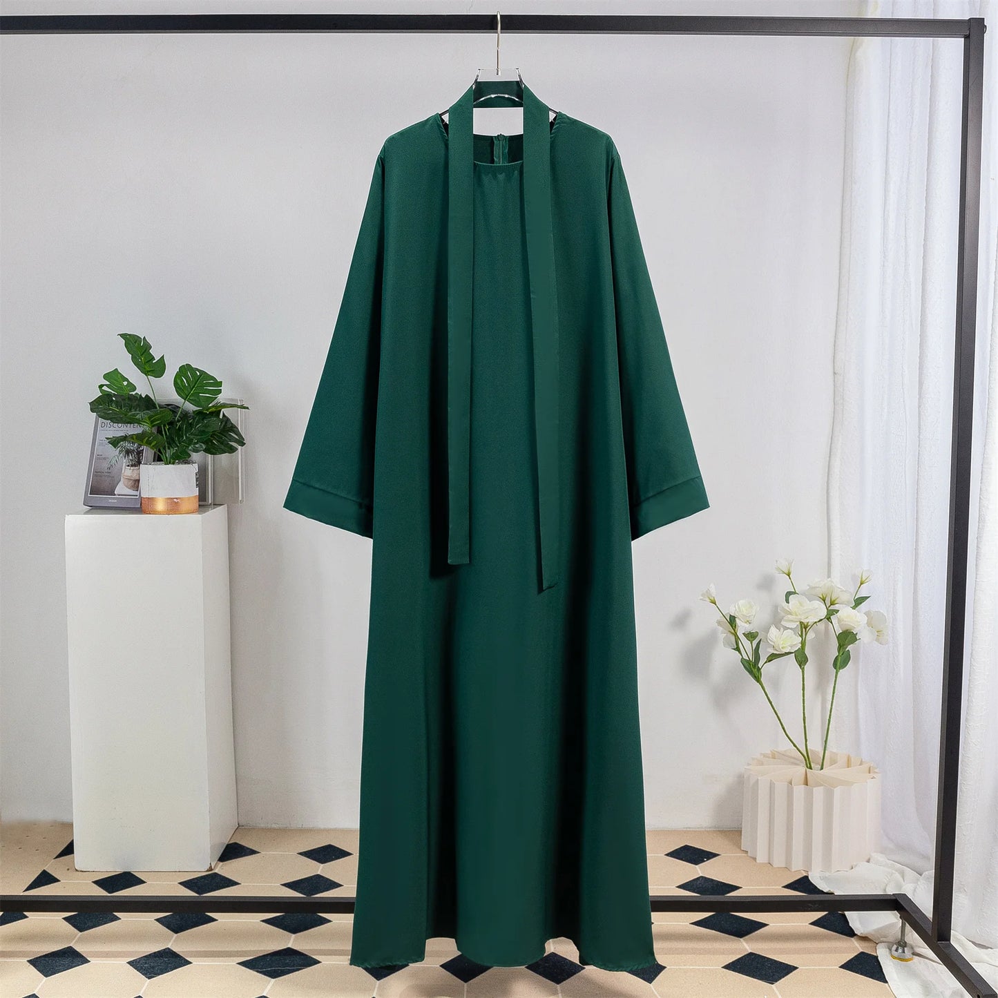 Long Maxi Abaya – Full Sleeve Kaftan with Belt Design