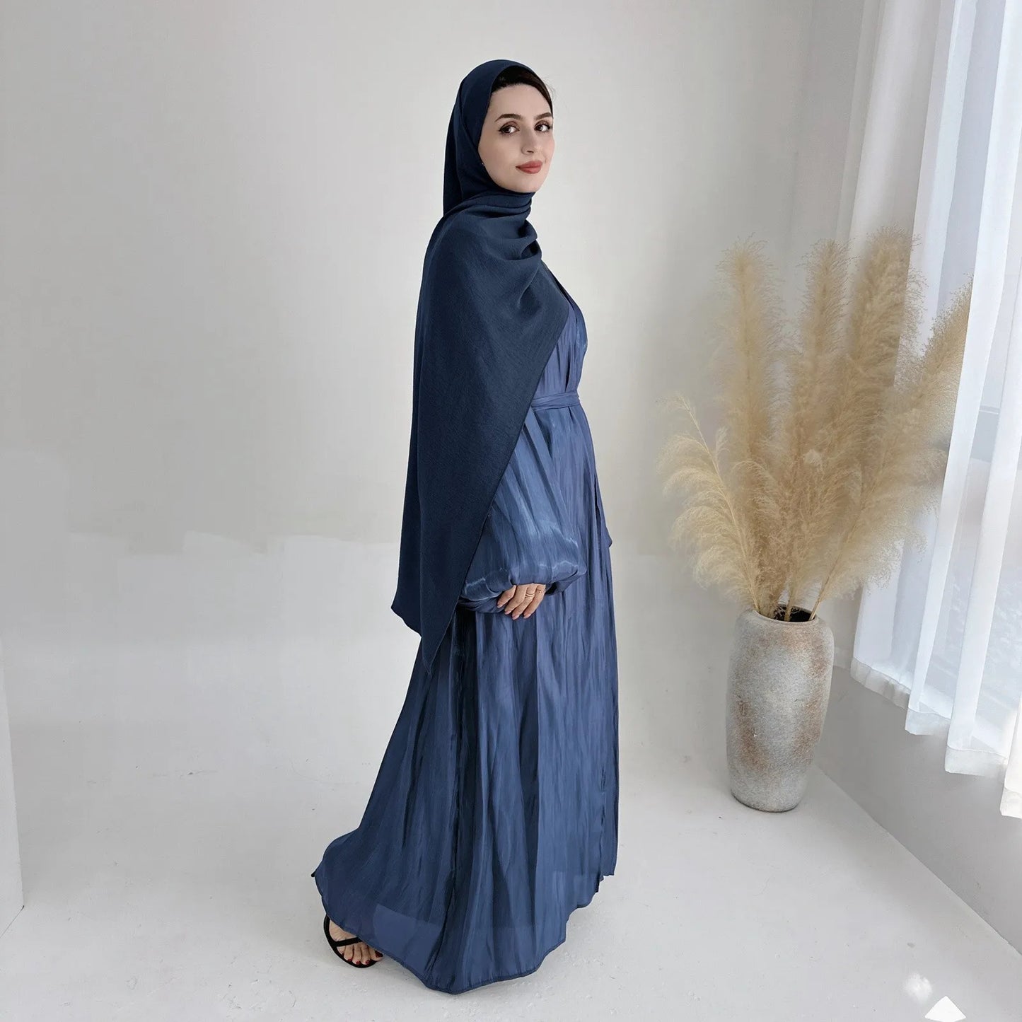 Luxury Abaya Musulman With Hijab 'S Belted Sets Moroccan Caftan