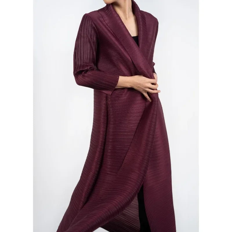 Pleated Trench Coat Vintage Printed Cardigan Loose Plus Size Long Luxury Abaya