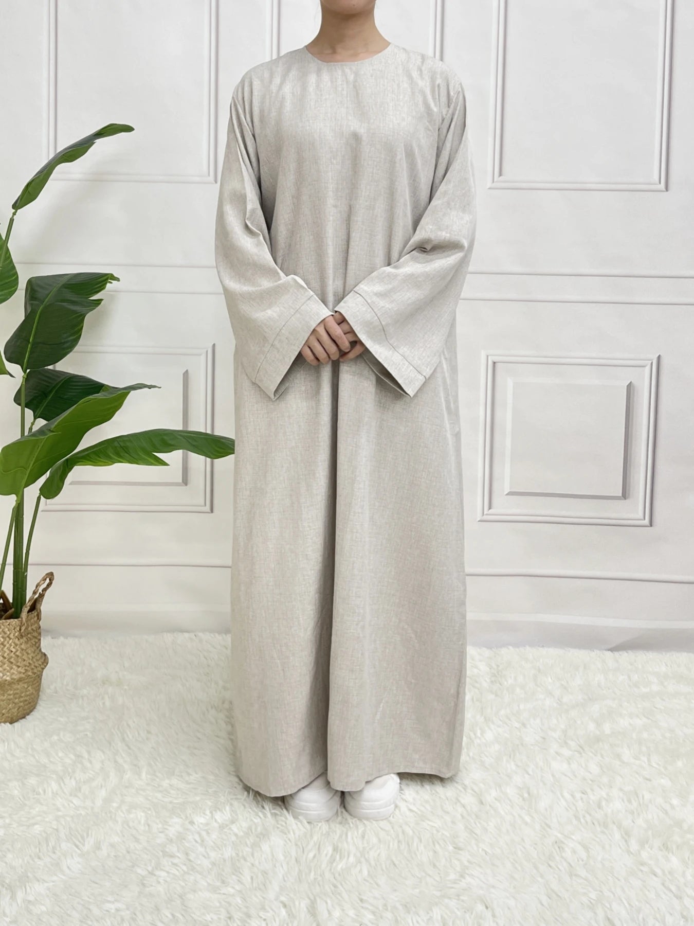Closed Plain Long Sleeve Abaya Without With Belt Basic Clothes