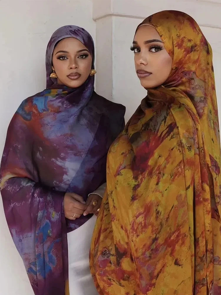 Crinkle Satin Chiffon Abaya Scarf Plain Crepe Fabric