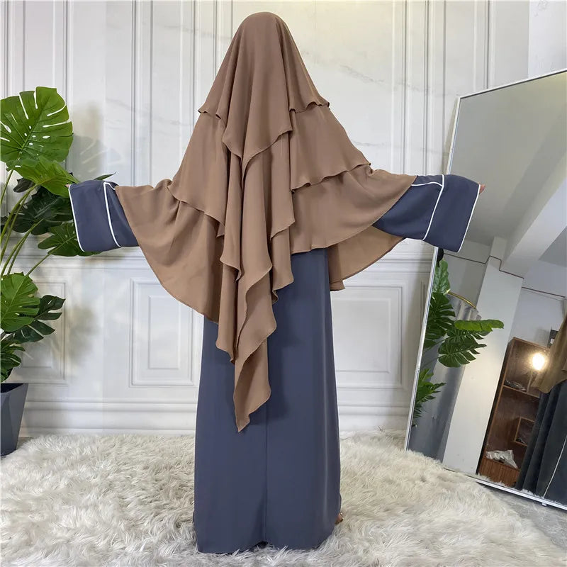 3 Layers Chiffon Long Headcover Headscarf Niqab Headdress