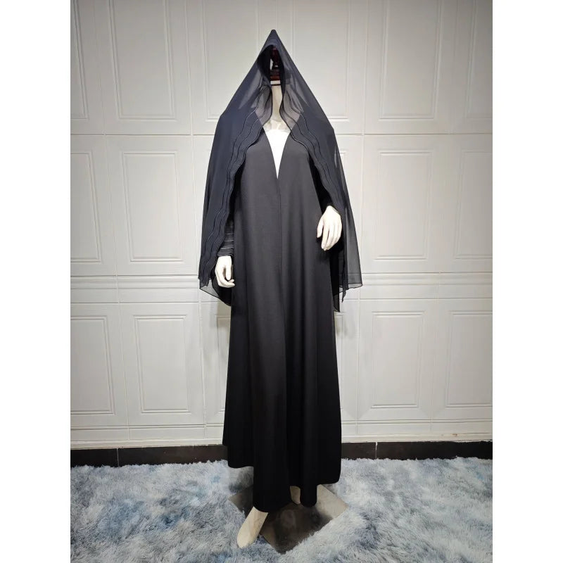 Abaya Black Gray Open Abayas With Hijab Outfit Kaftan Kebaya Cardigan