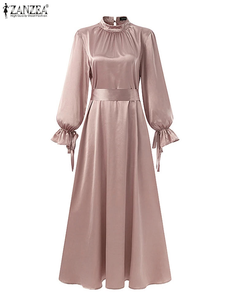 Satin Long Cinched Waist Hijab Abaya s Long Sleeve