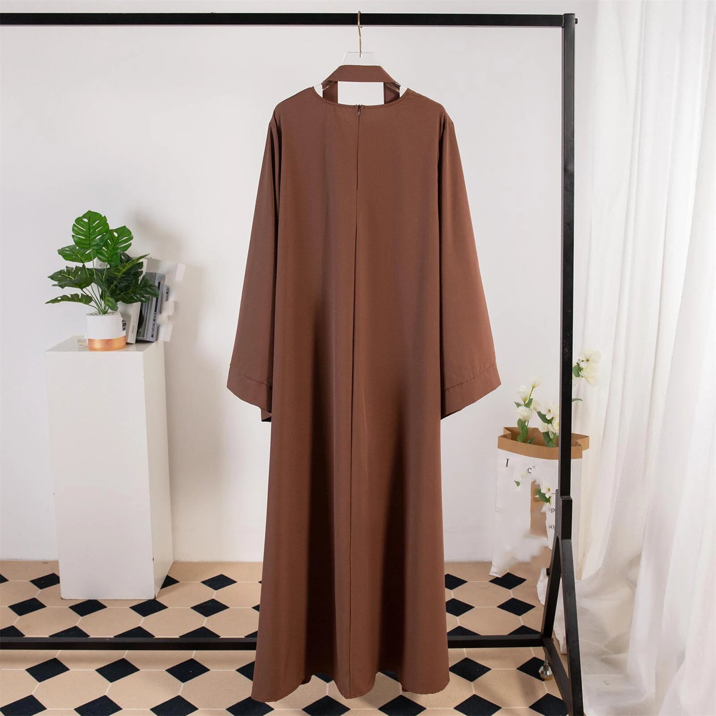 Long Maxi Abaya – Full Sleeve Kaftan with Belt Design