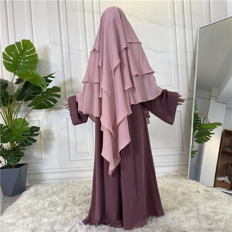 3 Layers Chiffon Long Headcover Headscarf Niqab Headdress