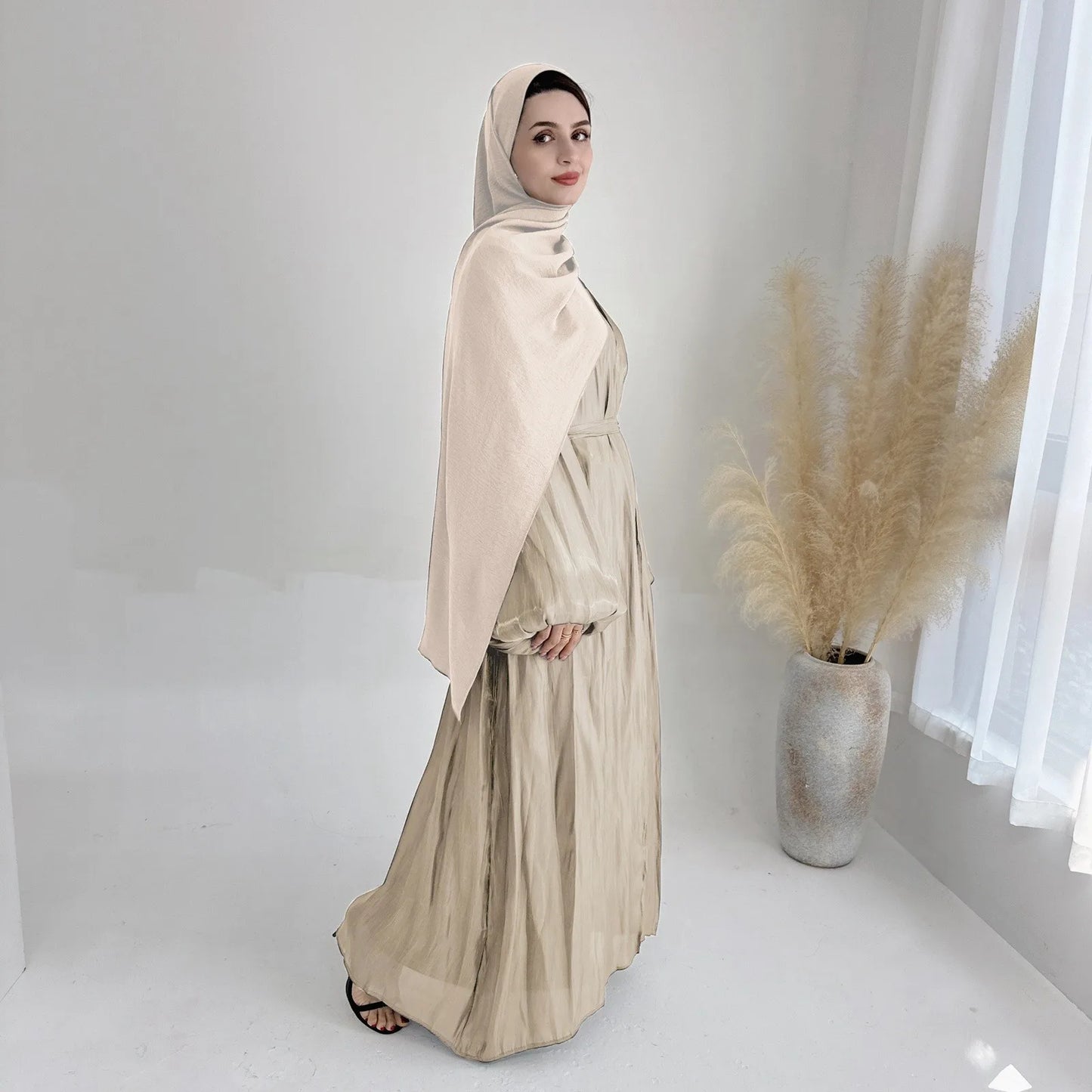 Luxury Abaya Musulman With Hijab 'S Belted Sets Moroccan Caftan