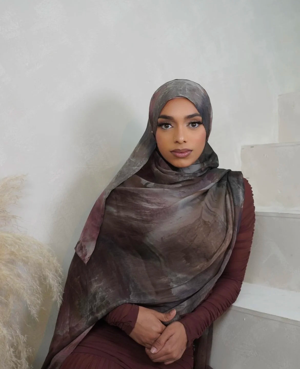 Crinkle Satin Chiffon Abaya Scarf Plain Crepe Fabric