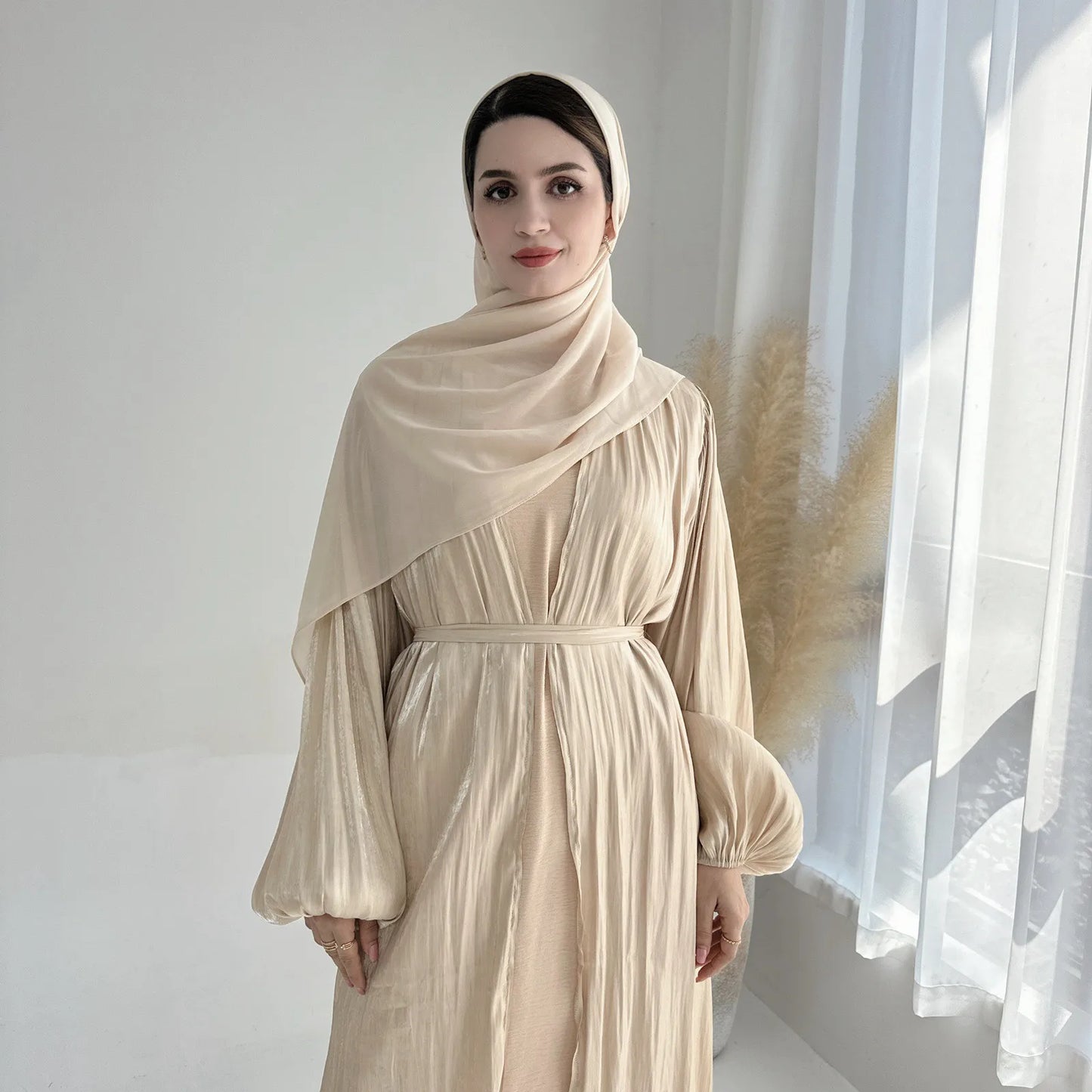 Luxury Abaya Musulman With Hijab 'S Belted Sets Moroccan Caftan