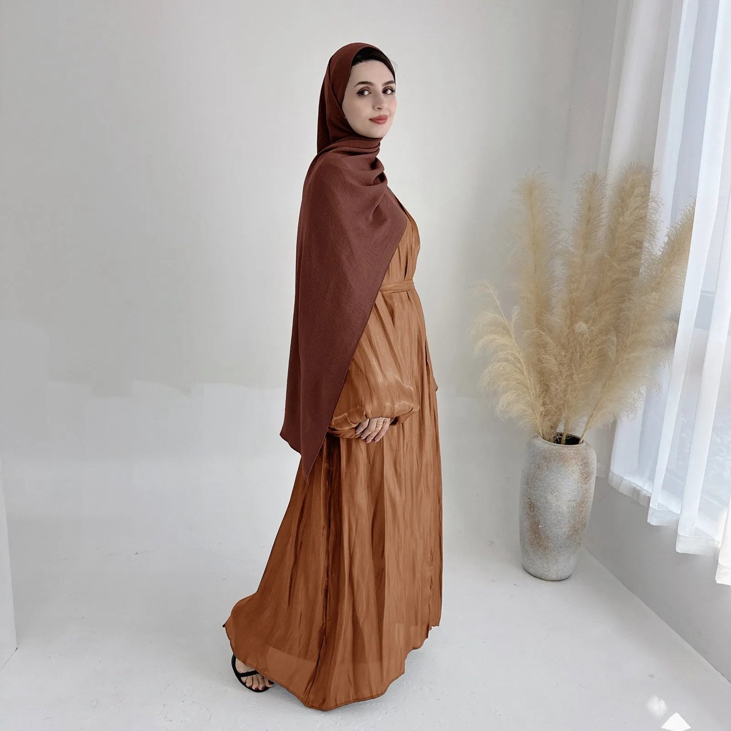 Luxury Abaya Musulman With Hijab 'S Belted Sets Moroccan Caftan