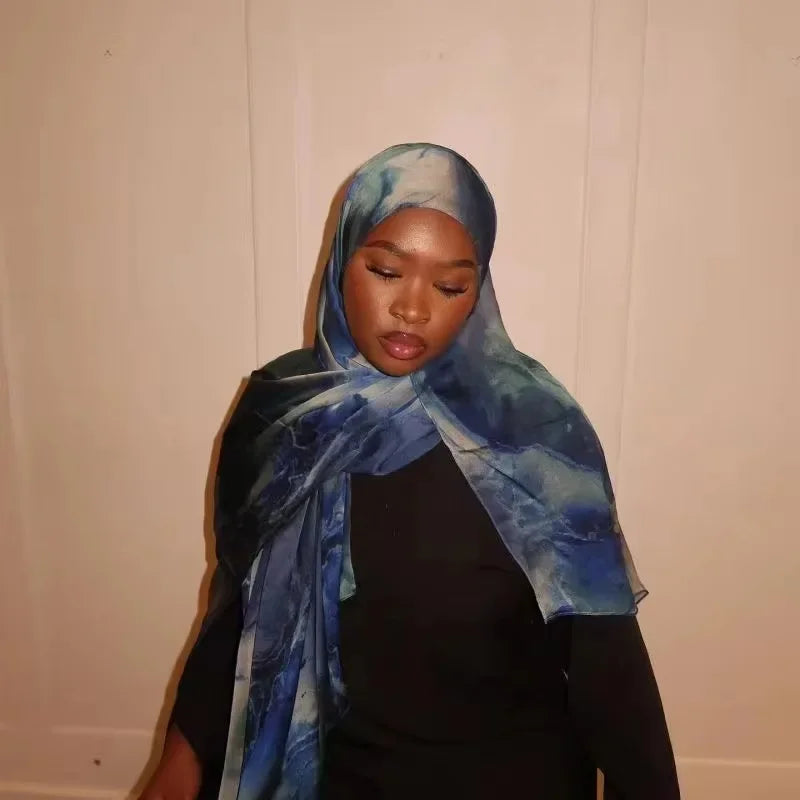 Crinkle Satin Chiffon Abaya Scarf Plain Crepe Fabric