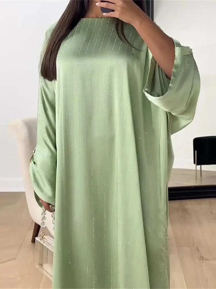 Black Satin Batwing Abaya Luxury e Kaftan
