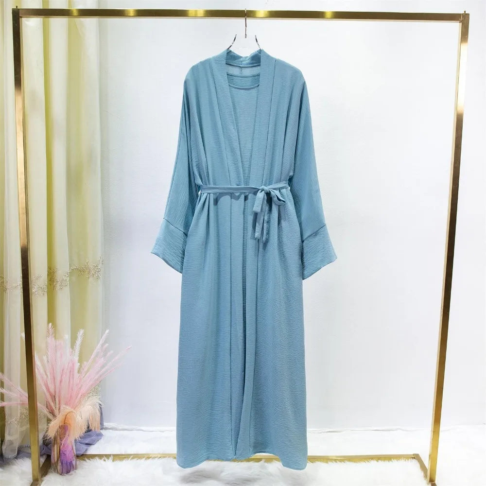2pics Sets Two Pieces Out Abaya Loose Cardigan Coat Sleeveless Inner with Belt
