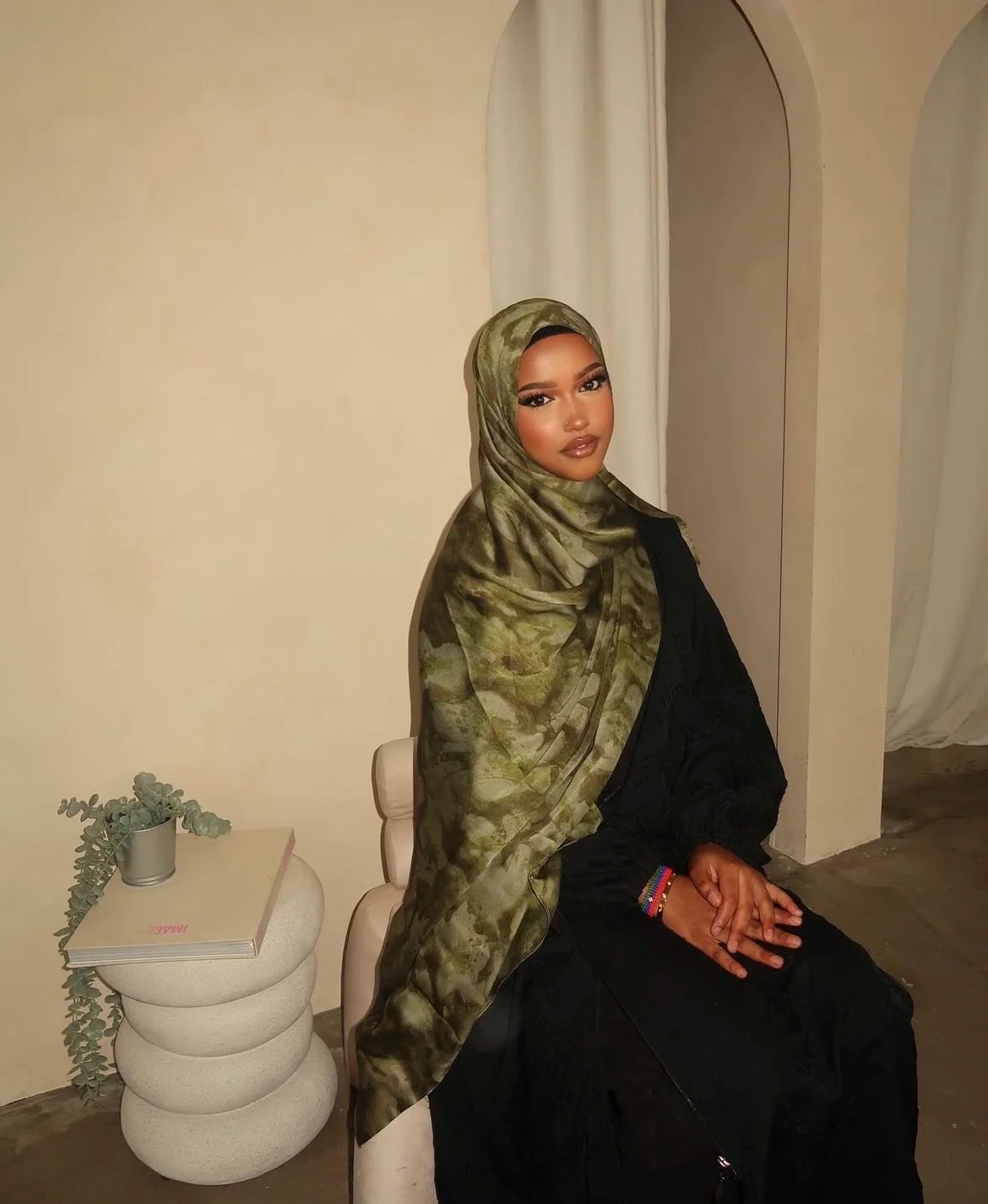 Crinkle Satin Chiffon Abaya Scarf Plain Crepe Fabric