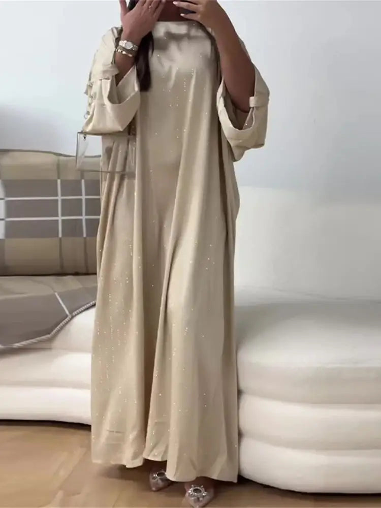 Black Satin Batwing Abaya Luxury e Kaftan