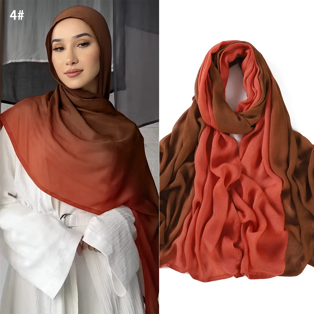 Ombre Fabric Hijab Scarf Double Stitches Edge Cotton Viscose Scarf Soft Lightweight Shawl Rayon Scarf Hijab