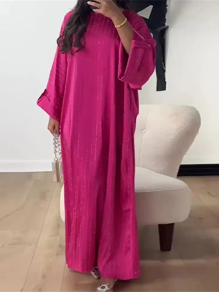 Black Satin Batwing Abaya Luxury e Kaftan