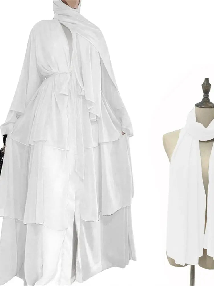 Summer Open Chiffon Kimono Abaya Luxury Set