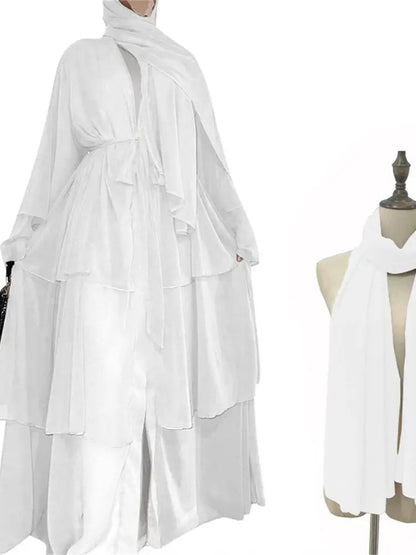 Summer Open Chiffon Kimono Abaya Luxury Set