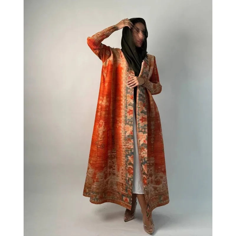 Abaya Vintage Printed Cardigan Loose Large Size Luxury Spring