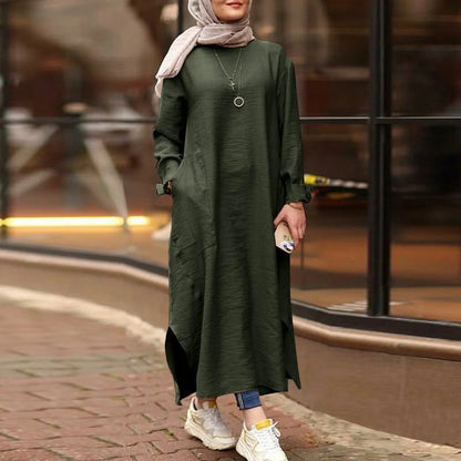 Long Sleeve Casual Arabian Abayas Solid Color Abaya Turkey Kaftans s Maxi