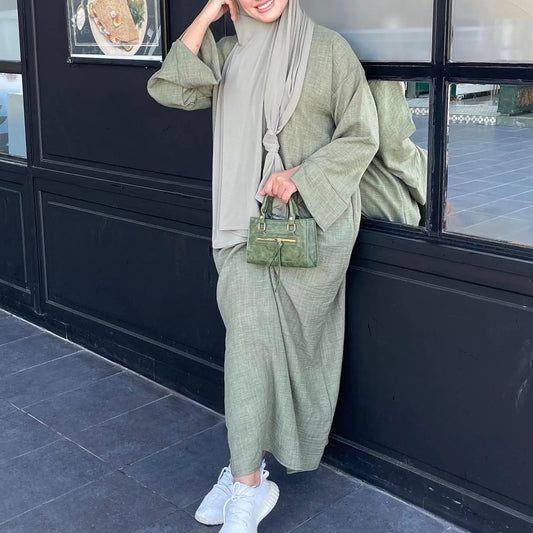 2025 Cardigan Ramdan Kimono Abaya Luxury Church Turkey Linen Open