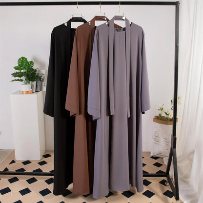 Long Maxi Abaya – Full Sleeve Kaftan with Belt Design